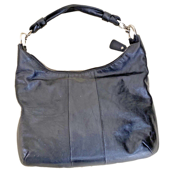 COACH Kristin New York Black Leather Satchel Shoulder Bag Purse Silver Hardware - Picture 3 of 12